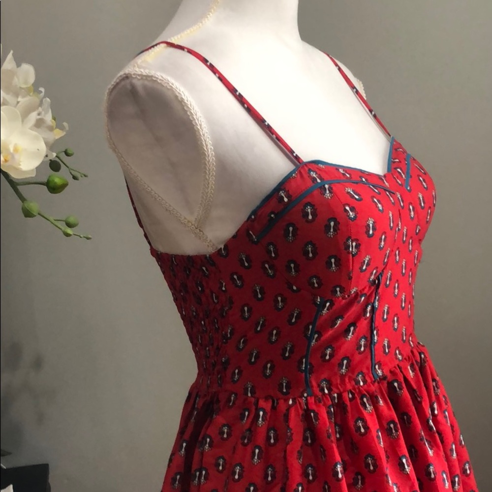 (Sold) Band of Gypsies Red Bustier Fit & Flare Dr - Picture 4 of 8